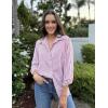 imageHOTOUCH Womens Striped Button Down Shirts Collared Shirt Casual Long Sleeve Business Office Work Blouses TopsStriped Red