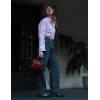 imageHOTOUCH Womens Striped Button Down Shirts Collared Shirt Casual Long Sleeve Business Office Work Blouses TopsStriped Red