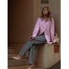 imageHOTOUCH Womens Striped Button Down Shirts Collared Shirt Casual Long Sleeve Business Office Work Blouses TopsStriped Red