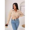 imageHOTOUCH Womens Striped Button Down Shirts Collared Shirt Casual Long Sleeve Business Office Work Blouses TopsYellow Striped