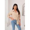 imageHOTOUCH Womens Striped Button Down Shirts Collared Shirt Casual Long Sleeve Business Office Work Blouses TopsYellow Striped