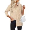 imageHOTOUCH Womens Striped Button Down Shirts Collared Shirt Casual Long Sleeve Business Office Work Blouses TopsYellow Striped
