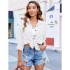 imageHOTOUCH Womens Long Sleeve Button Down Shirts Oversized Collared Drop Shoulder Work Tops Textured Loose Blouse SXXXL01white
