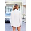 imageHOTOUCH Womens Long Sleeve Button Down Shirts Oversized Collared Drop Shoulder Work Tops Textured Loose Blouse SXXXL01white