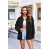 imageHOTOUCH Womens Long Sleeve Button Down Shirts Oversized Collared Drop Shoulder Work Tops Textured Loose Blouse SXXXLBlack