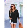imageHOTOUCH Womens Long Sleeve Button Down Shirts Oversized Collared Drop Shoulder Work Tops Textured Loose Blouse SXXXLBlack