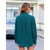 imageHOTOUCH Womens Long Sleeve Button Down Shirts Oversized Collared Drop Shoulder Work Tops Textured Loose Blouse SXXXLBlue Green