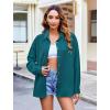 imageHOTOUCH Womens Long Sleeve Button Down Shirts Oversized Collared Drop Shoulder Work Tops Textured Loose Blouse SXXXLBlue Green