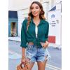 imageHOTOUCH Womens Long Sleeve Button Down Shirts Oversized Collared Drop Shoulder Work Tops Textured Loose Blouse SXXXLBlue Green