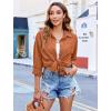 imageHOTOUCH Womens Long Sleeve Button Down Shirts Oversized Collared Drop Shoulder Work Tops Textured Loose Blouse SXXXLCaramel