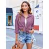 imageHOTOUCH Womens Long Sleeve Button Down Shirts Oversized Collared Drop Shoulder Work Tops Textured Loose Blouse SXXXLFuchisa