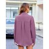 imageHOTOUCH Womens Long Sleeve Button Down Shirts Oversized Collared Drop Shoulder Work Tops Textured Loose Blouse SXXXLFuchisa