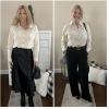 imageHOTOUCH Womens Long Sleeve Button Down Shirts Oversized Collared Drop Shoulder Work Tops Textured Loose Blouse SXXXLKhaki