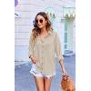 imageHOTOUCH Womens Long Sleeve Button Down Shirts Oversized Collared Drop Shoulder Work Tops Textured Loose Blouse SXXXLKhaki