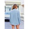 imageHOTOUCH Womens Long Sleeve Button Down Shirts Oversized Collared Drop Shoulder Work Tops Textured Loose Blouse SXXXLLight Blue