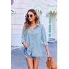 imageHOTOUCH Womens Long Sleeve Button Down Shirts Oversized Collared Drop Shoulder Work Tops Textured Loose Blouse SXXXLLight Blue