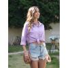 imageHOTOUCH Womens Long Sleeve Button Down Shirts Oversized Collared Drop Shoulder Work Tops Textured Loose Blouse SXXXLPurple