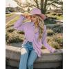imageHOTOUCH Womens Long Sleeve Button Down Shirts Oversized Collared Drop Shoulder Work Tops Textured Loose Blouse SXXXLPurple