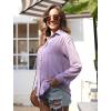 imageHOTOUCH Womens Long Sleeve Button Down Shirts Oversized Collared Drop Shoulder Work Tops Textured Loose Blouse SXXXLPurple