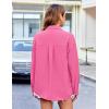 imageHOTOUCH Womens Long Sleeve Button Down Shirts Oversized Collared Drop Shoulder Work Tops Textured Loose Blouse SXXXLRose Red
