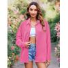 imageHOTOUCH Womens Long Sleeve Button Down Shirts Oversized Collared Drop Shoulder Work Tops Textured Loose Blouse SXXXLRose Red