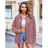 imageHOTOUCH Womens Long Sleeve Button Down Shirts Oversized Collared Drop Shoulder Work Tops Textured Loose Blouse SXXXLRusty Rose