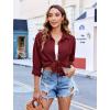 imageHOTOUCH Womens Long Sleeve Button Down Shirts Oversized Collared Drop Shoulder Work Tops Textured Loose Blouse SXXXLWine Red