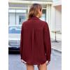 imageHOTOUCH Womens Long Sleeve Button Down Shirts Oversized Collared Drop Shoulder Work Tops Textured Loose Blouse SXXXLWine Red