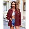 imageHOTOUCH Womens Long Sleeve Button Down Shirts Oversized Collared Drop Shoulder Work Tops Textured Loose Blouse SXXXLWine Red