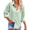 imageHOTOUCH Womens Long Sleeve Button Down Shirts Oversized Collared Drop Shoulder Work Tops Textured Loose Blouse SXXXLLight Green
