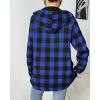 imageHOTOUCH Women Flannel Fleece Shacket Jacket Plaid Button Down Long Sleeve Shirt 2024 Fall Winter Outfits Clothes with HoodedBlue
