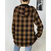 imageHOTOUCH Women Flannel Fleece Shacket Jacket Plaid Button Down Long Sleeve Shirt 2024 Fall Winter Outfits Clothes with HoodedBrown