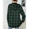 imageHOTOUCH Women Flannel Fleece Shacket Jacket Plaid Button Down Long Sleeve Shirt 2024 Fall Winter Outfits Clothes with HoodedDark Green