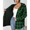 imageHOTOUCH Women Flannel Fleece Shacket Jacket Plaid Button Down Long Sleeve Shirt 2024 Fall Winter Outfits Clothes with HoodedGreen