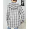 imageHOTOUCH Women Flannel Fleece Shacket Jacket Plaid Button Down Long Sleeve Shirt 2024 Fall Winter Outfits Clothes with HoodedGrey