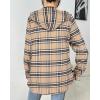 imageHOTOUCH Women Flannel Fleece Shacket Jacket Plaid Button Down Long Sleeve Shirt 2024 Fall Winter Outfits Clothes with HoodedKhaki