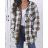 imageHOTOUCH Women Flannel Fleece Shacket Jacket Plaid Button Down Long Sleeve Shirt 2024 Fall Winter Outfits Clothes with HoodedLight Coffee