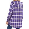 imageHOTOUCH Women Flannel Fleece Shacket Jacket Plaid Button Down Long Sleeve Shirt 2024 Fall Winter Outfits Clothes with HoodedPurple