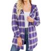 imageHOTOUCH Women Flannel Fleece Shacket Jacket Plaid Button Down Long Sleeve Shirt 2024 Fall Winter Outfits Clothes with HoodedPurple
