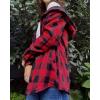 imageHOTOUCH Women Flannel Fleece Shacket Jacket Plaid Button Down Long Sleeve Shirt 2024 Fall Winter Outfits Clothes with HoodedRed