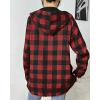 imageHOTOUCH Women Flannel Fleece Shacket Jacket Plaid Button Down Long Sleeve Shirt 2024 Fall Winter Outfits Clothes with HoodedRed