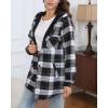 imageHOTOUCH Women Flannel Fleece Shacket Jacket Plaid Button Down Long Sleeve Shirt 2024 Fall Winter Outfits Clothes with HoodedWhite