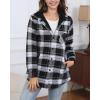 imageHOTOUCH Women Flannel Fleece Shacket Jacket Plaid Button Down Long Sleeve Shirt 2024 Fall Winter Outfits Clothes with HoodedWhite