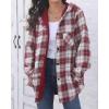 imageHOTOUCH Women Flannel Fleece Shacket Jacket Plaid Button Down Long Sleeve Shirt 2024 Fall Winter Outfits Clothes with HoodedWine Red
