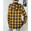 imageHOTOUCH Women Flannel Fleece Shacket Jacket Plaid Button Down Long Sleeve Shirt 2024 Fall Winter Outfits Clothes with HoodedYellow