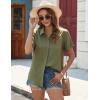 imageHOTOUCH Womens Button Down Shirt Short Sleeve Dress Shirt V Neck Collared Button Up Summer Tops Textured Work BlouseArmy Green
