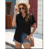 imageHOTOUCH Womens Button Down Shirt Short Sleeve Dress Shirt V Neck Collared Button Up Summer Tops Textured Work BlouseBlack