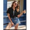 imageHOTOUCH Womens Button Down Shirt Short Sleeve Dress Shirt V Neck Collared Button Up Summer Tops Textured Work BlouseBlack