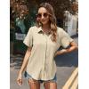 imageHOTOUCH Womens Button Down Shirt Short Sleeve Dress Shirt V Neck Collared Button Up Summer Tops Textured Work BlouseChampagne