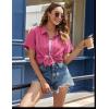 imageHOTOUCH Womens Button Down Shirt Short Sleeve Dress Shirt V Neck Collared Button Up Summer Tops Textured Work BlouseHot Pink